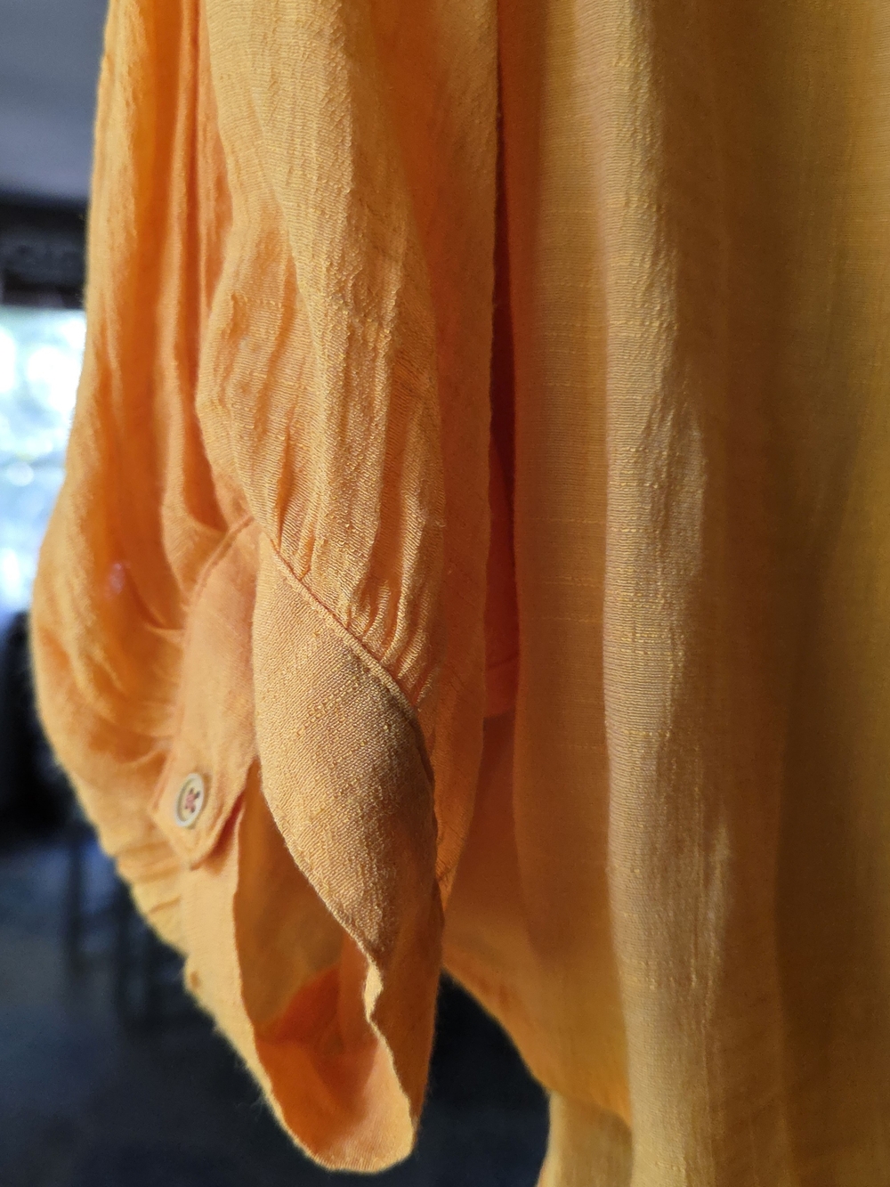 Maeve Button-Front Yellow Collar Top in Orange - Picture 3 of 4